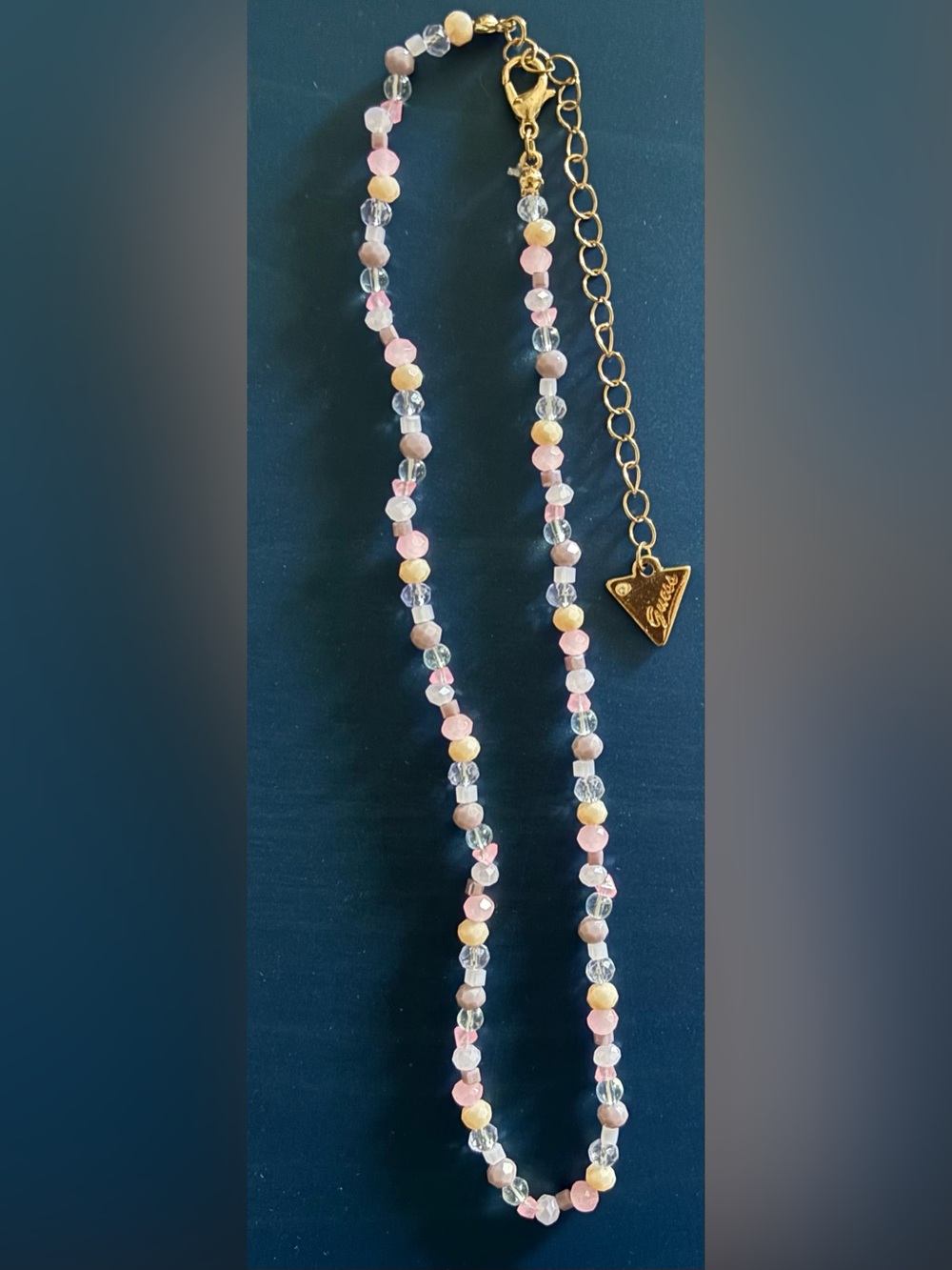 NWT Guess Pink Beaded Necklace with Gold Accent